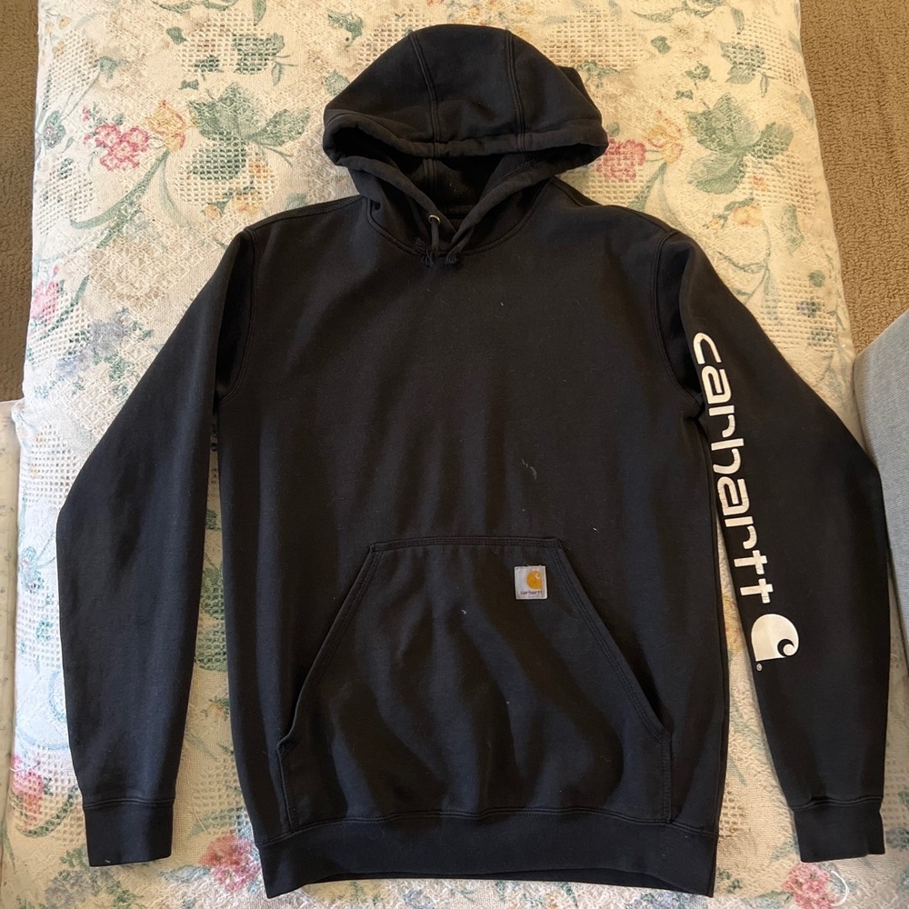 Carhartt Mens Loose Fit Midweight Logo Sleeve Hoodie Black K288 BLK Small